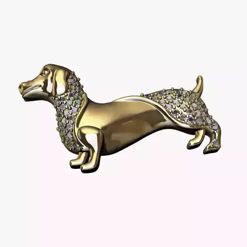 Unique Dog Pendant for jewelry Cad Design With Gemstone