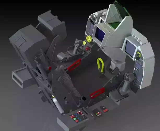 Dassault Rafale complete cockpit Mk16F seat 3D print model