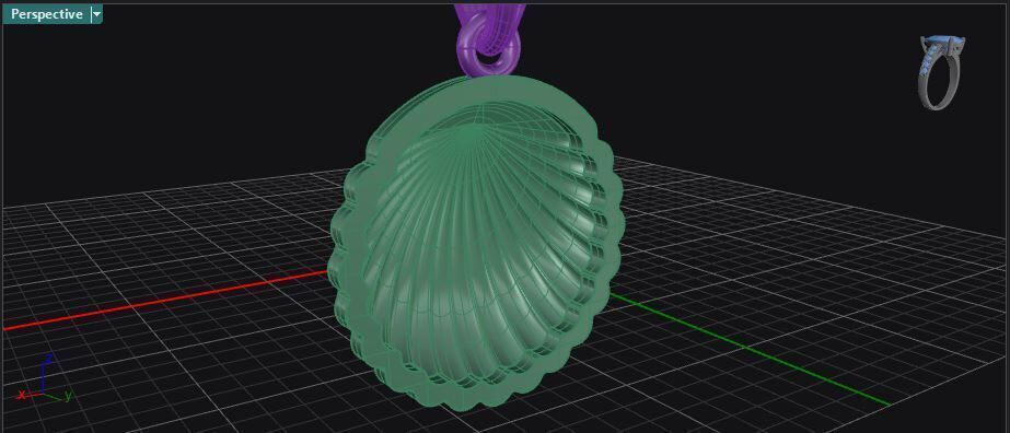 Sea shell gold pendant 3D print model_10