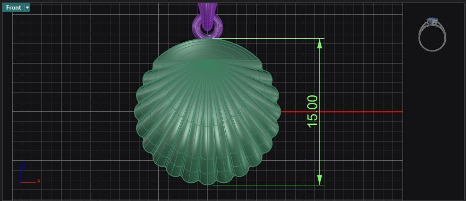 Sea shell gold pendant 3D print model_9