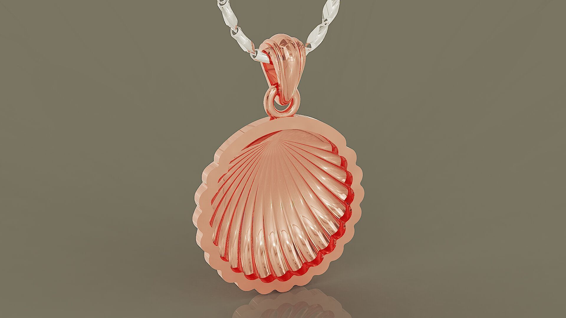 Sea shell gold pendant 3D print model_5