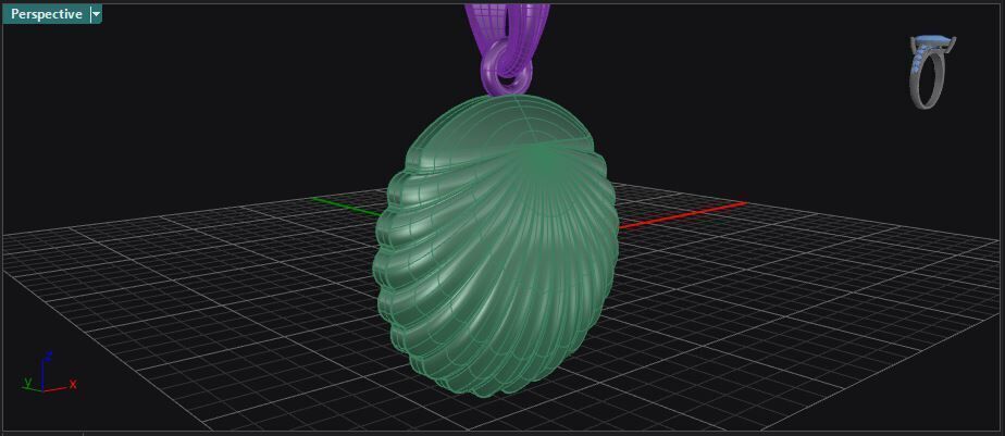 Sea shell gold pendant 3D print model_11