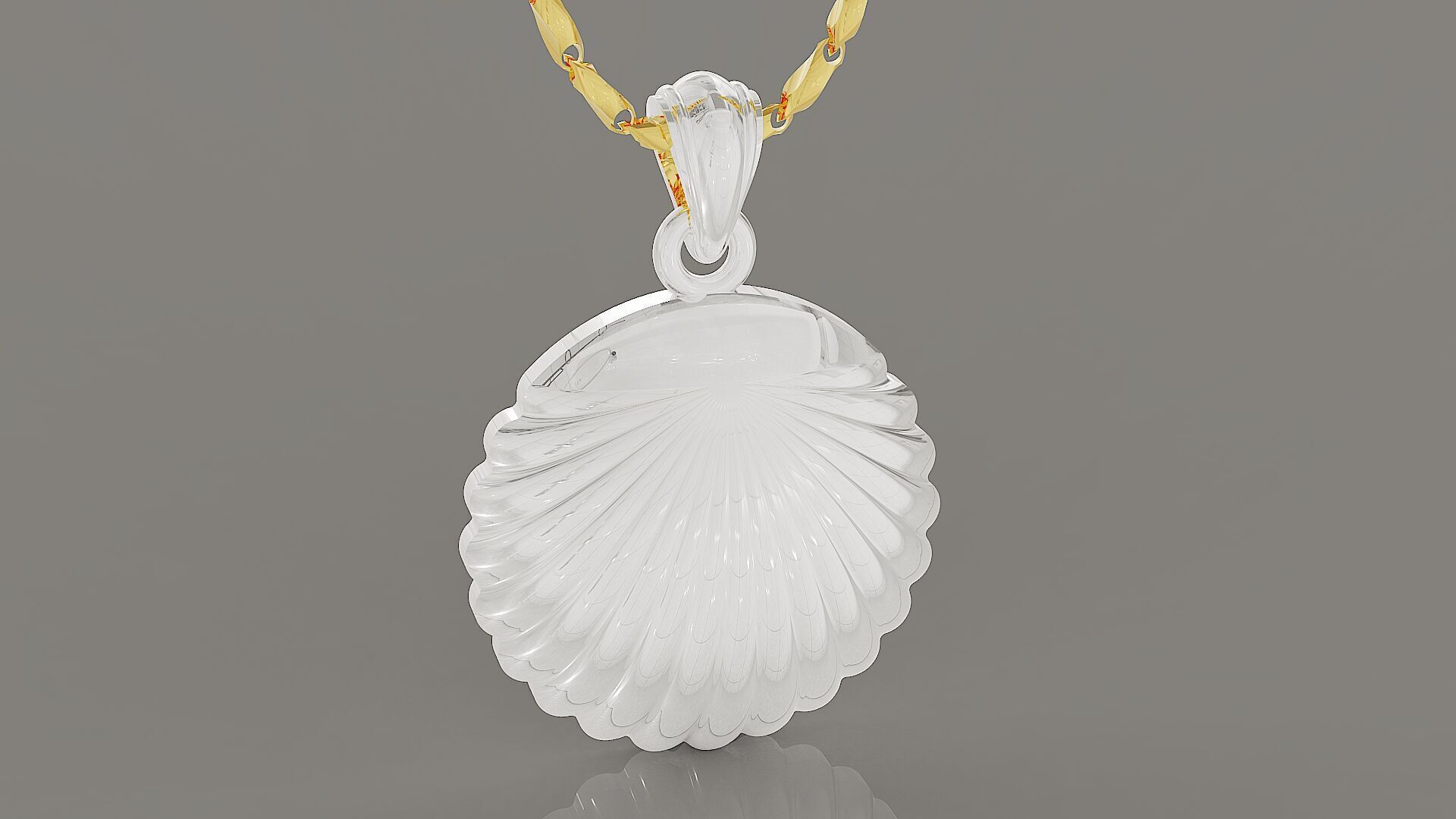 Sea shell gold pendant 3D print model_6