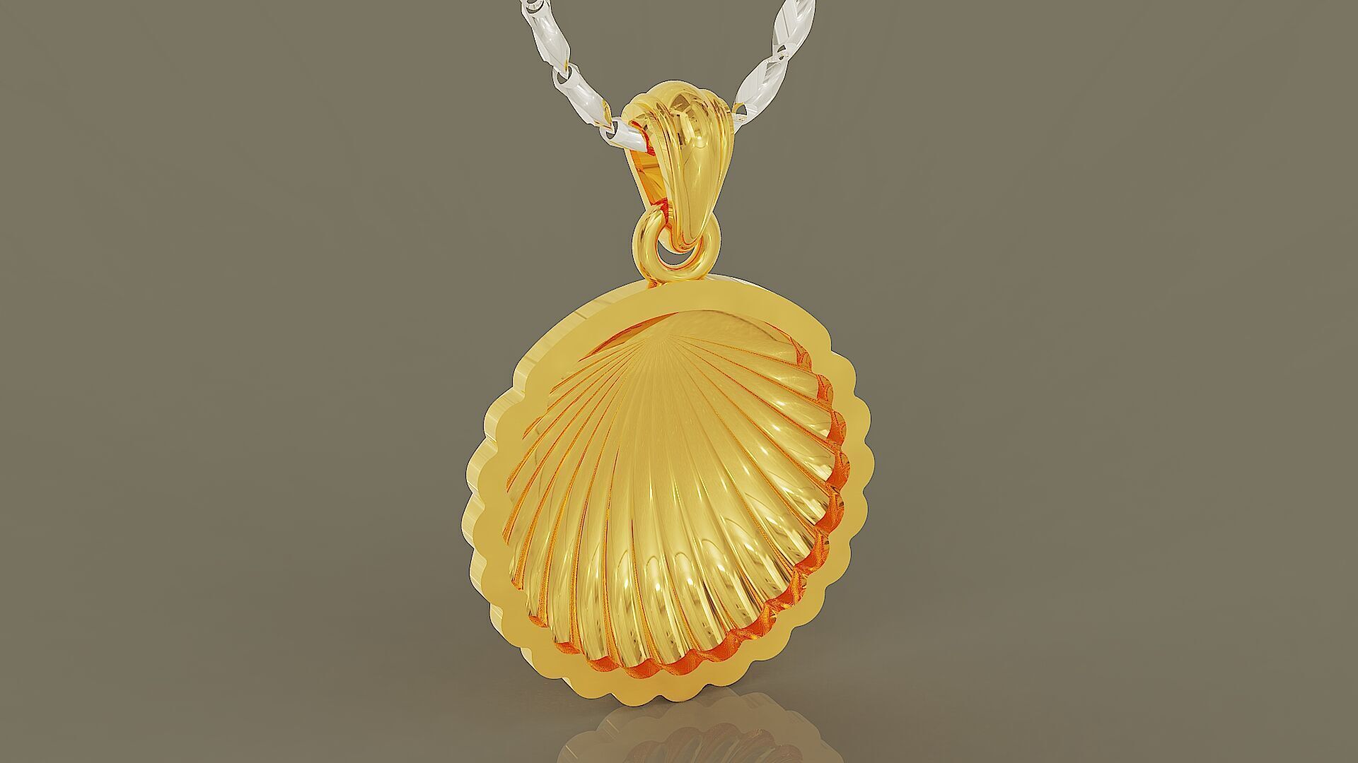 Sea shell gold pendant 3D print model_2