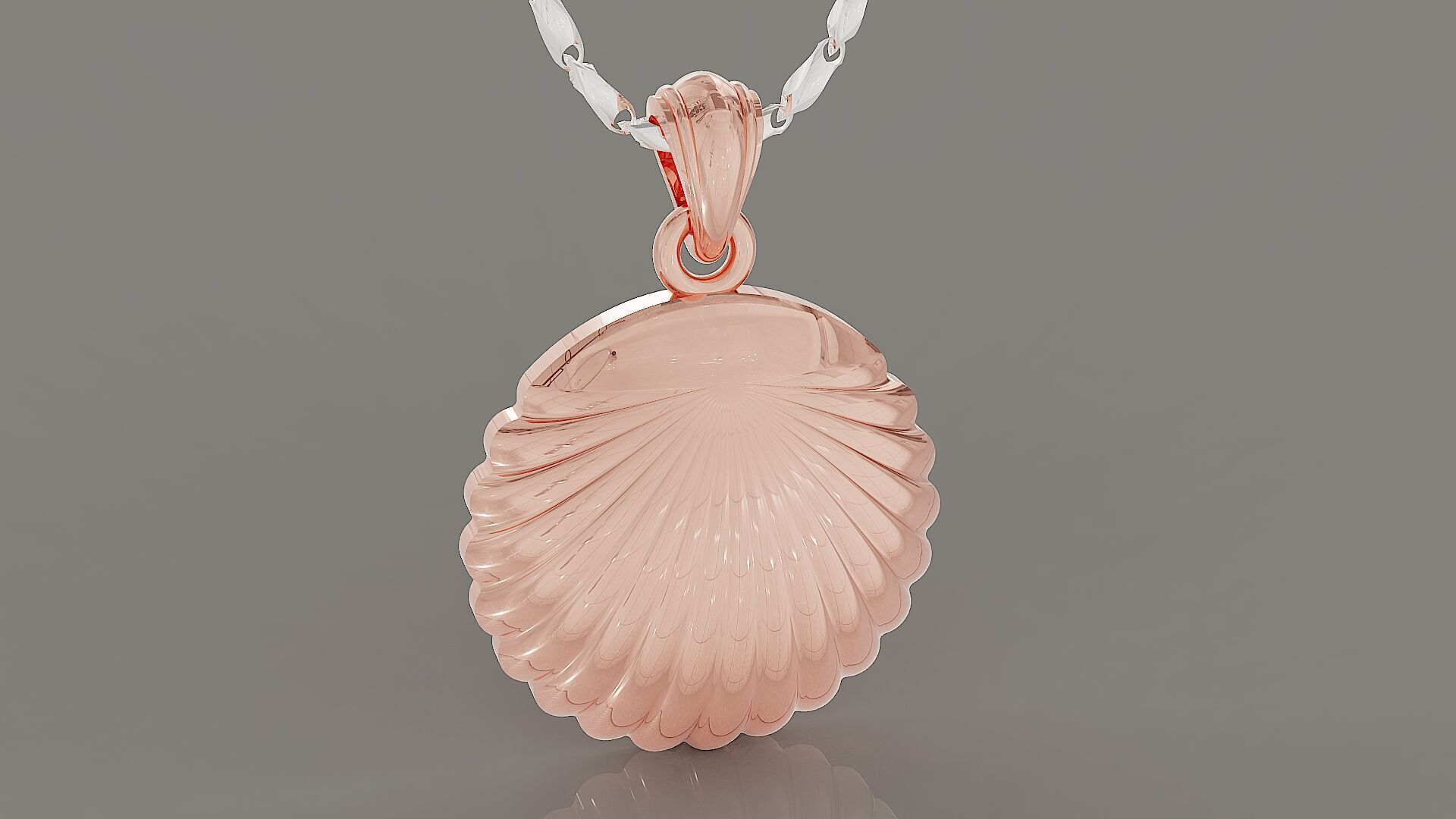 Sea shell gold pendant 3D print model_3
