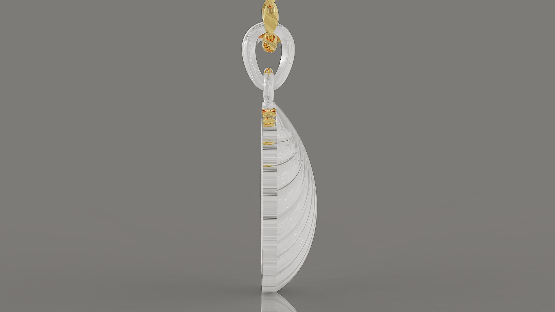 Sea shell gold pendant 3D print model_7