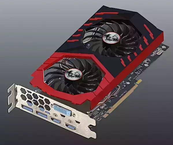 MSI Radeon RX 580 Graphics Card- High Poly 3D Model