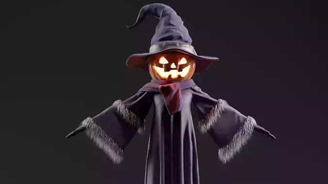 Halloween Pumpkin CHARACTER Rigged Low-poly 3D model