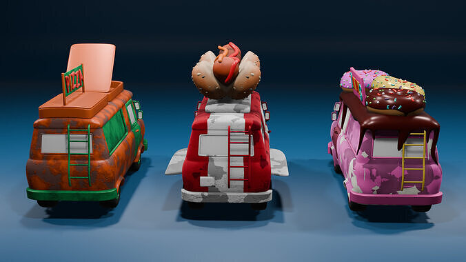 Food Trucks Low-poly 3D model 5
