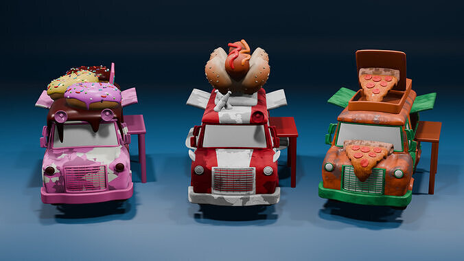 Food Trucks Low-poly 3D model 4