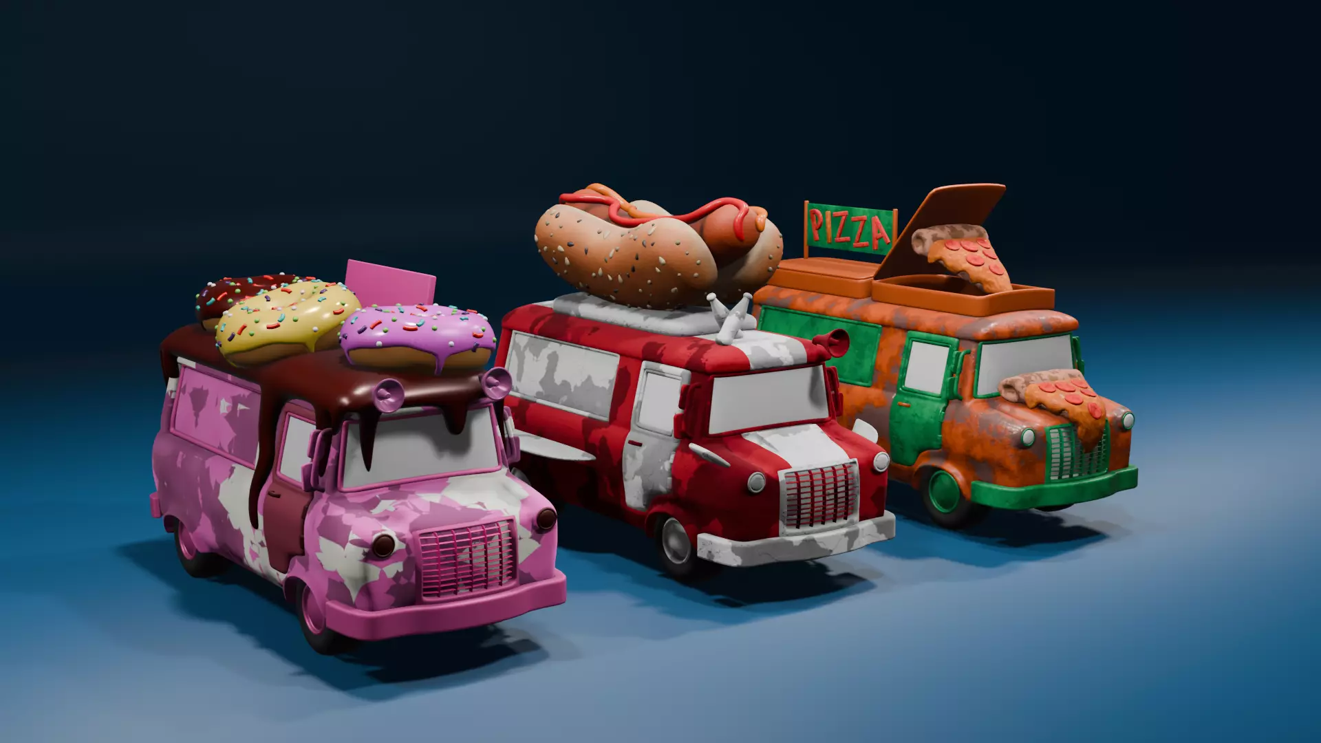 Food Trucks Low-poly 3D model_0