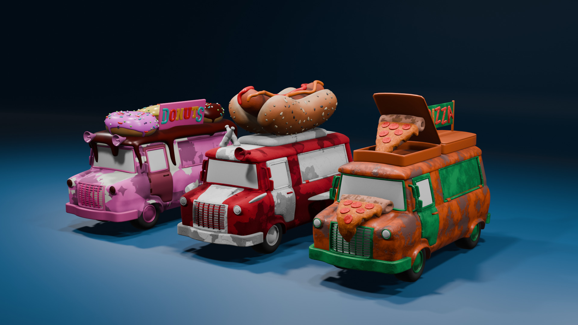 Food Trucks Low-poly 3D model_1