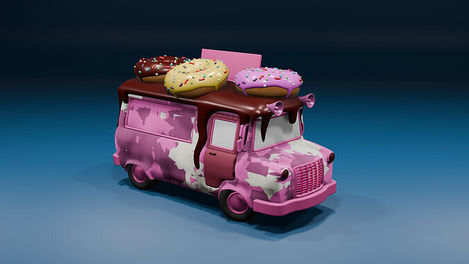 Food Trucks Low-poly 3D model 7