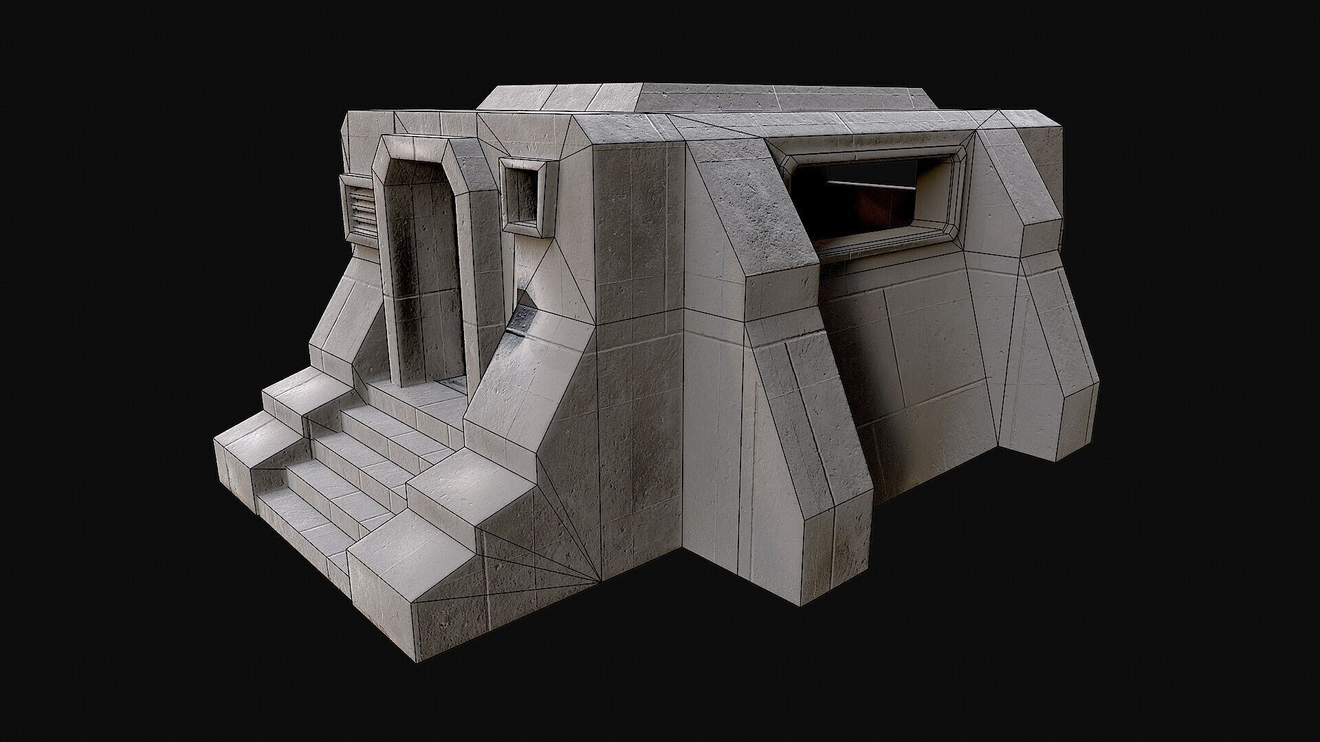 Military Concrete Bunker Base 5 Low-poly 3D model_5