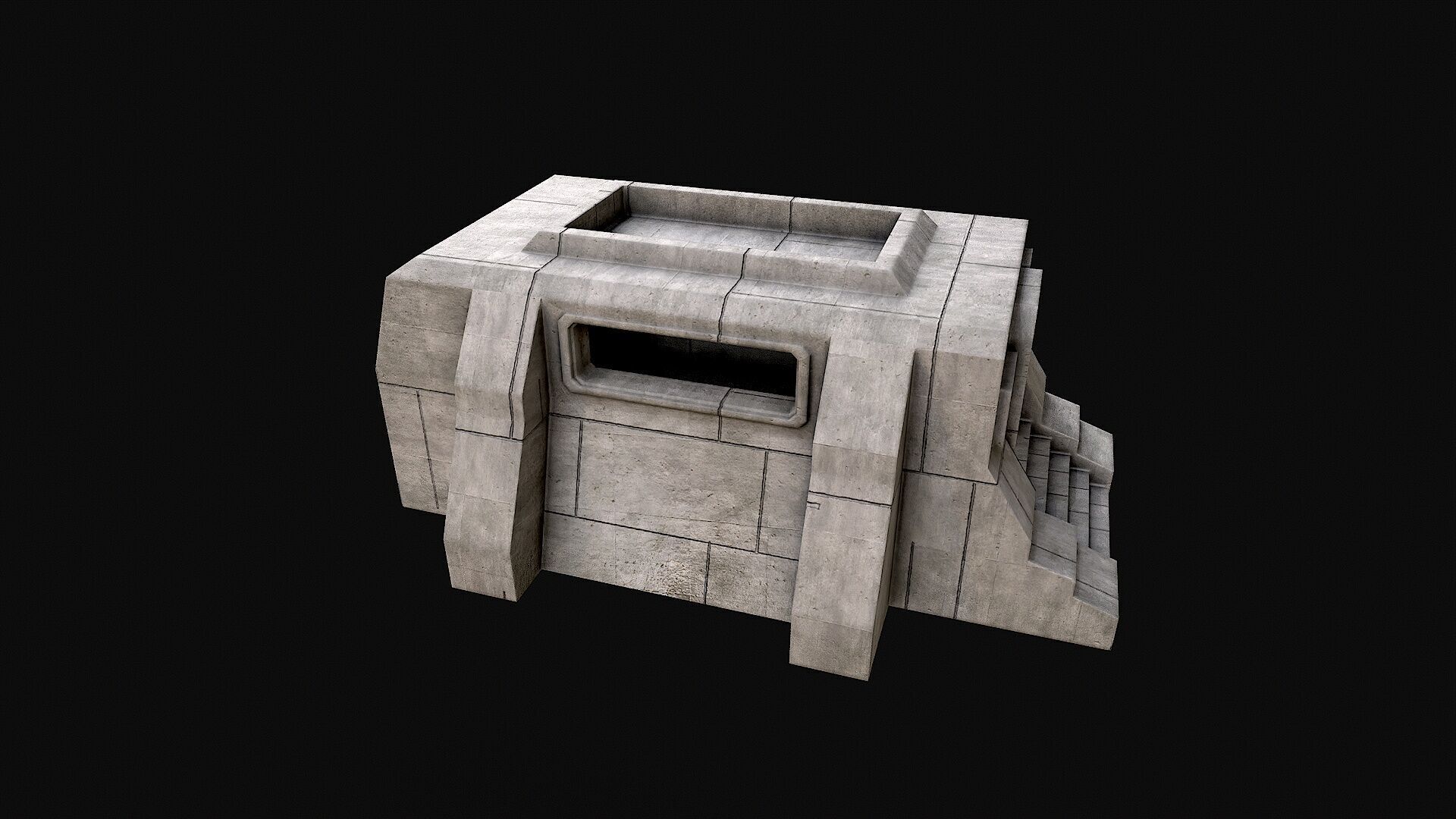 Military Concrete Bunker Base 5 Low-poly 3D model_3