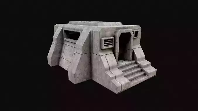 Military Concrete Bunker Base 5 Low-poly 3D model