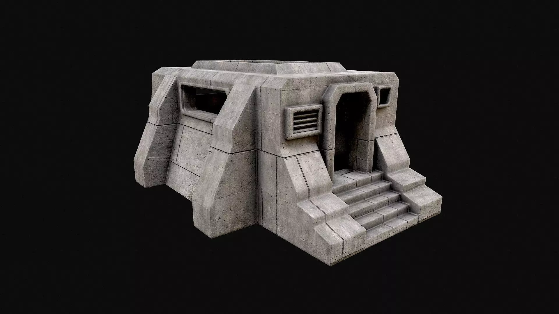 Military Concrete Bunker Base 5 Low-poly 3D model_0
