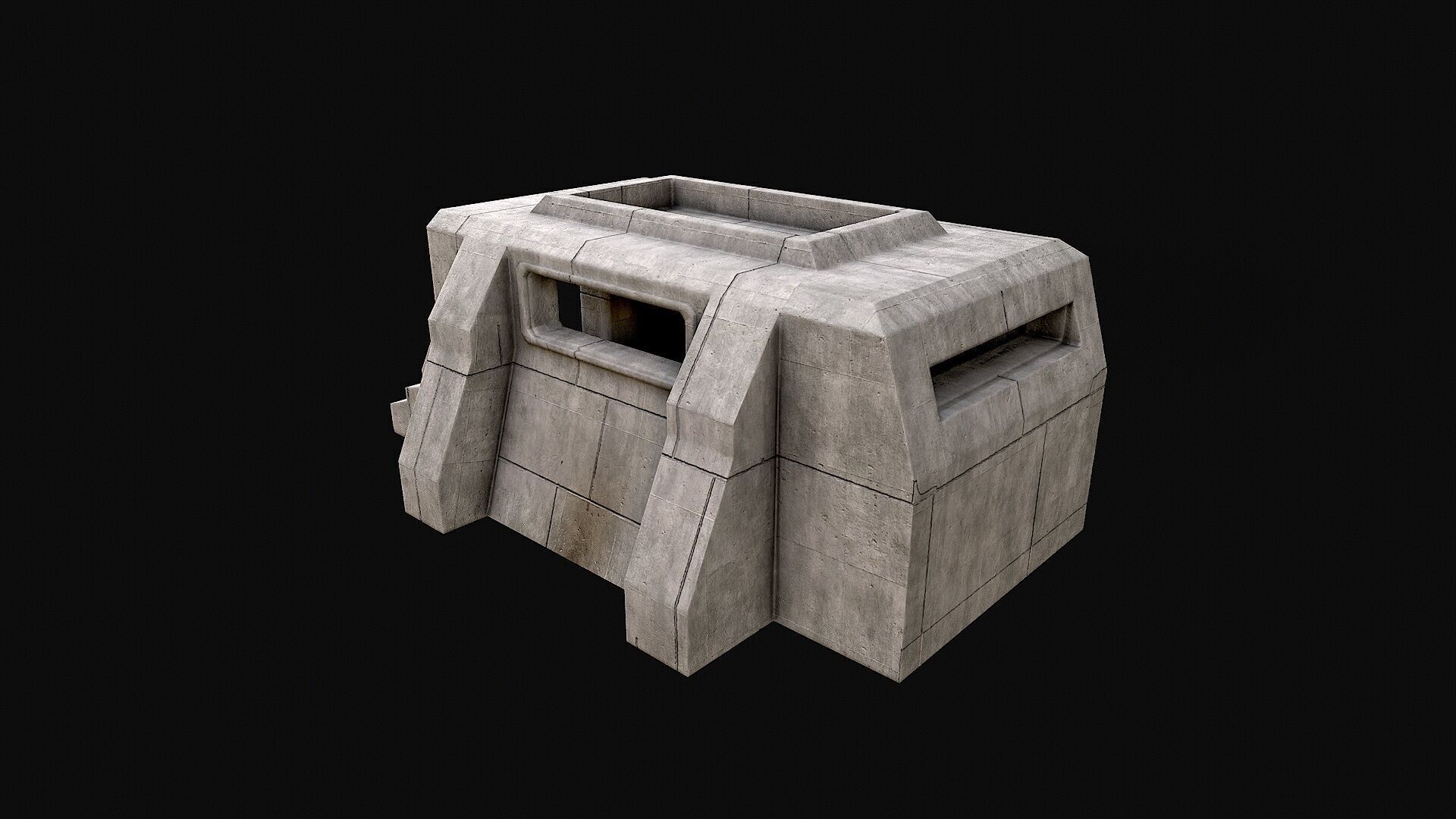 Military Concrete Bunker Base 5 Low-poly 3D model_4