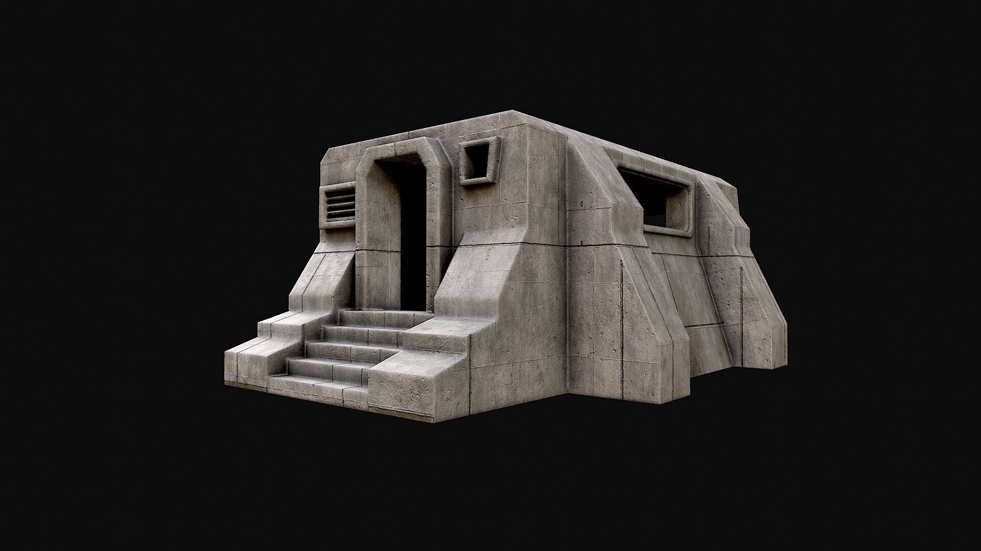 Military Concrete Bunker Base 5 Low-poly 3D model_1