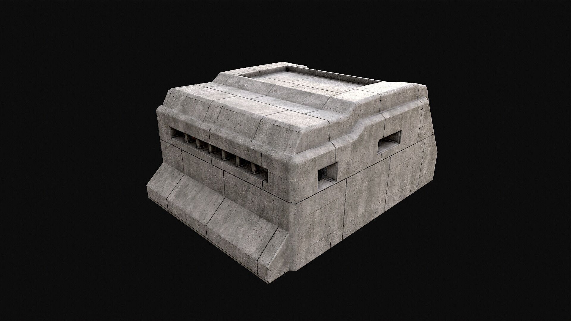 Military Concrete Bunker Base 6 Low-poly 3D model_3