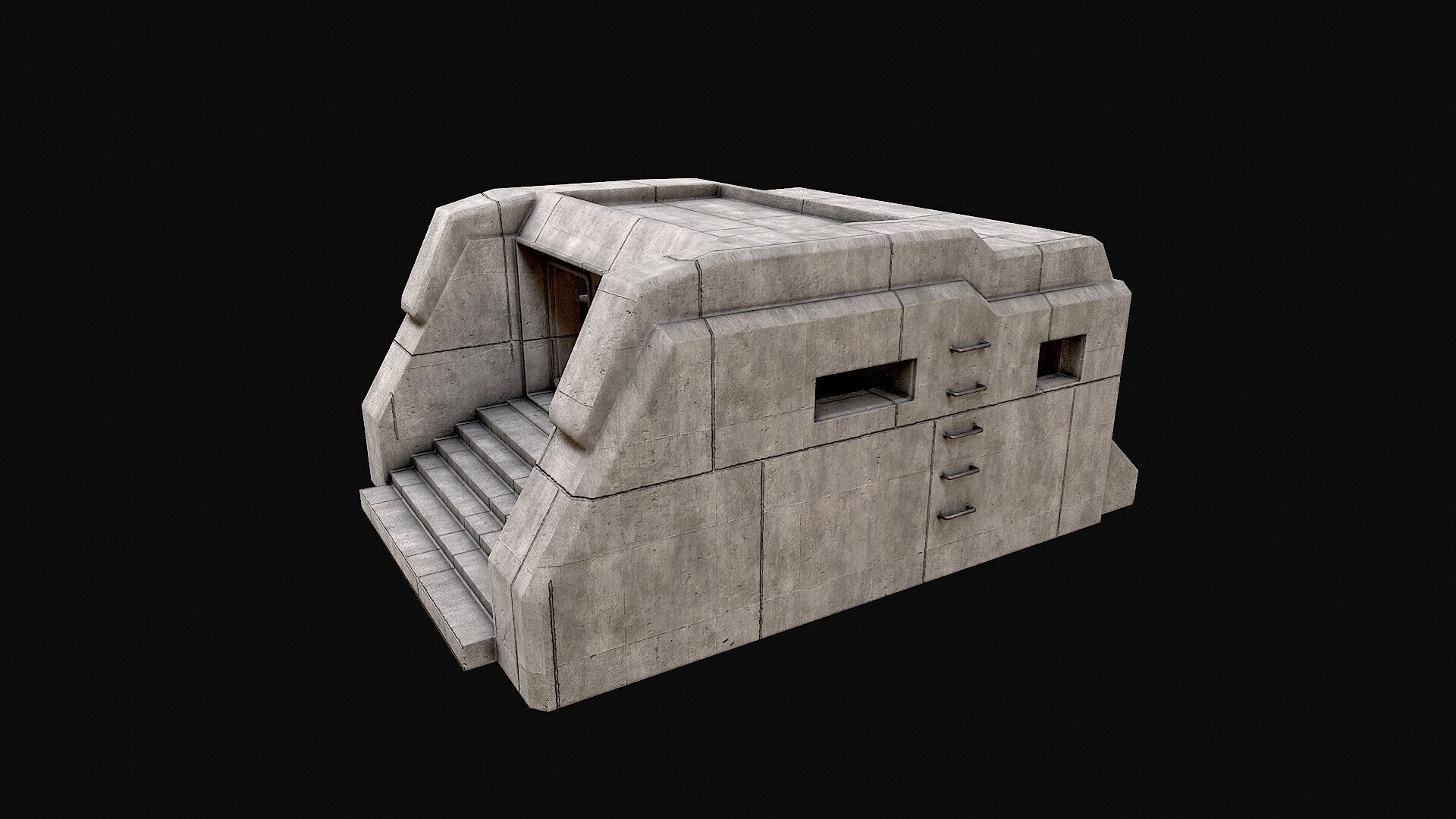 Military Concrete Bunker Base 6 Low-poly 3D model_1