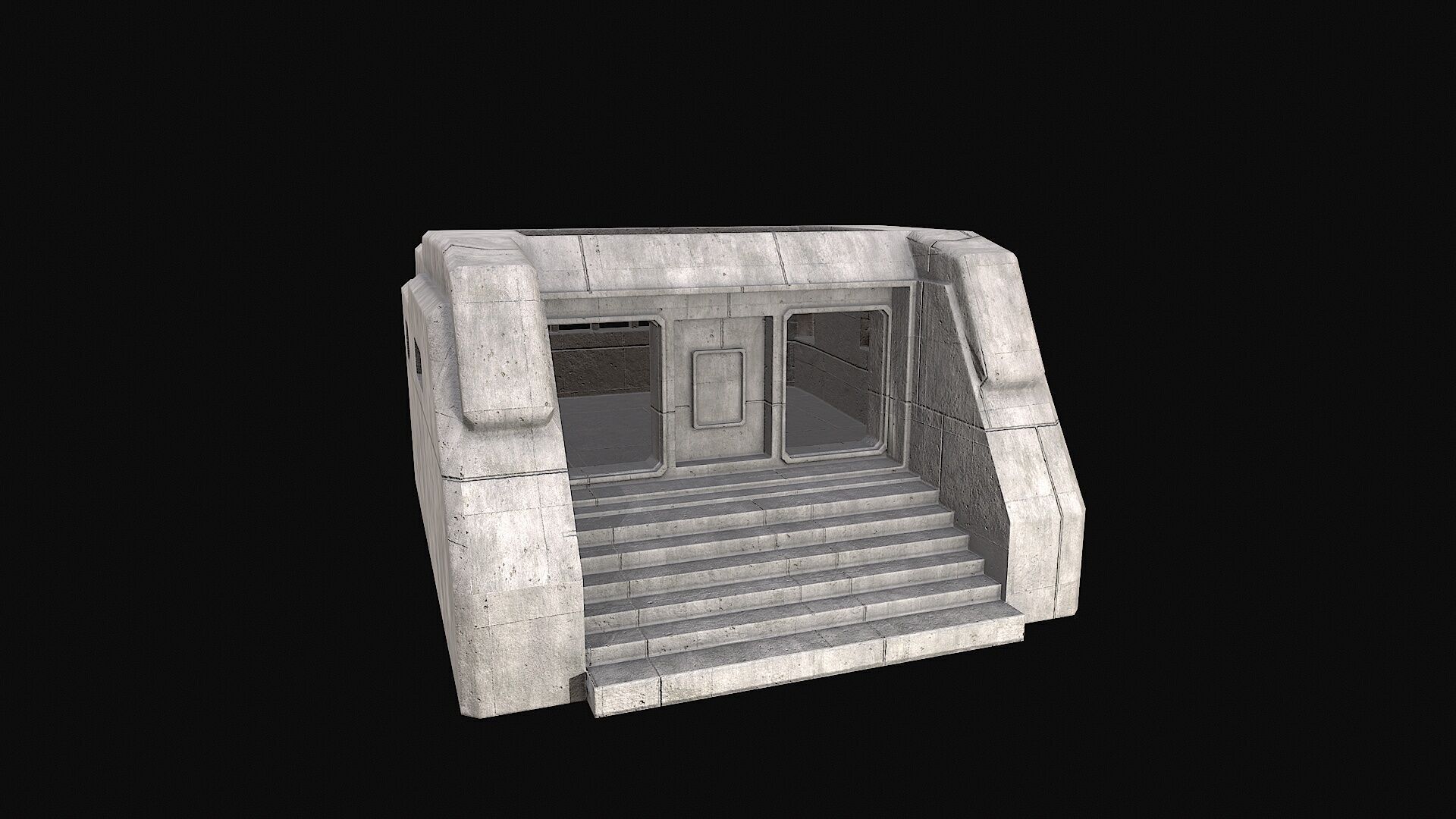 Military Concrete Bunker Base 6 Low-poly 3D model_4
