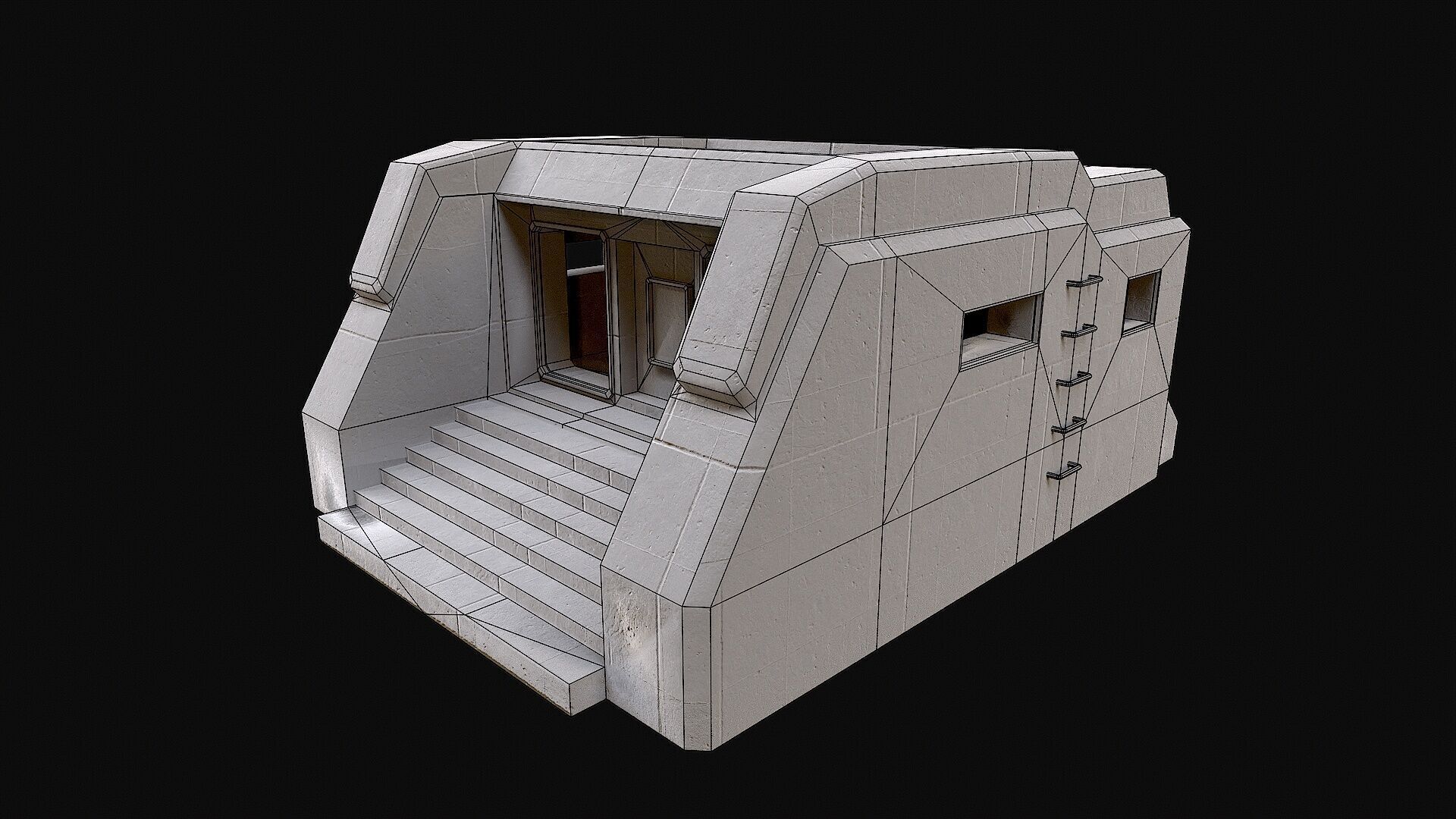 Military Concrete Bunker Base 6 Low-poly 3D model_5