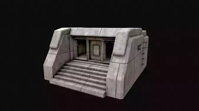 Military Concrete Bunker Base 6 Low-poly 3D model