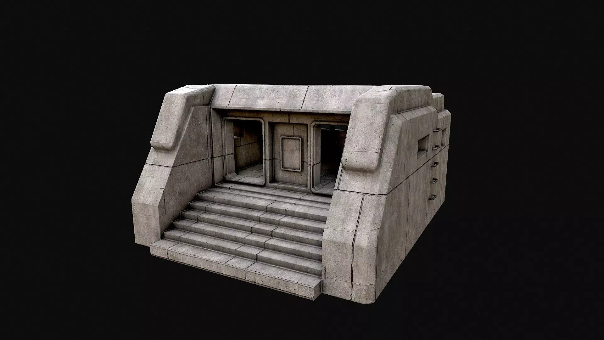 Military Concrete Bunker Base 6 Low-poly 3D model_0