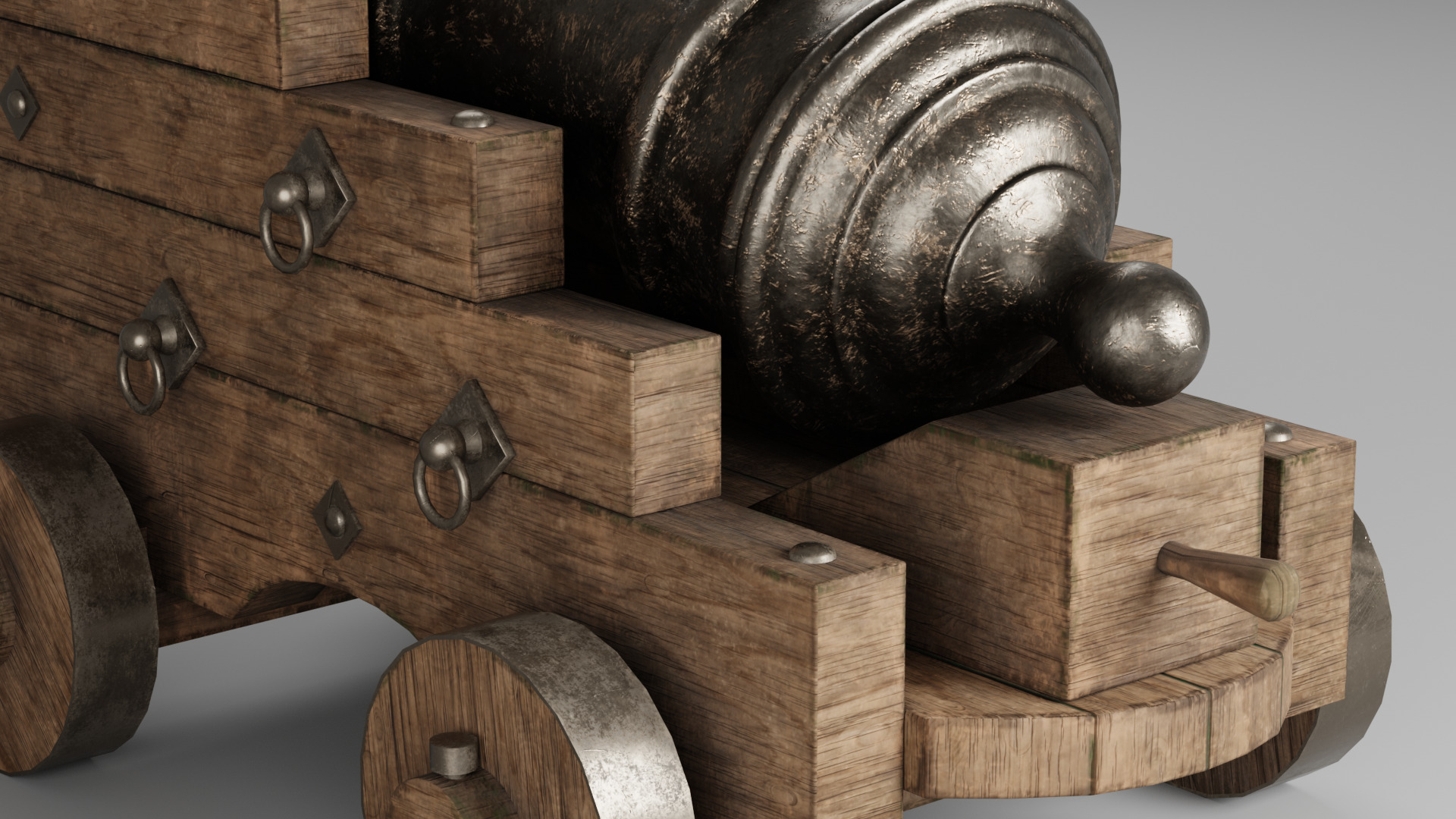 Medieval pirate cannon Low-poly 3D model_4