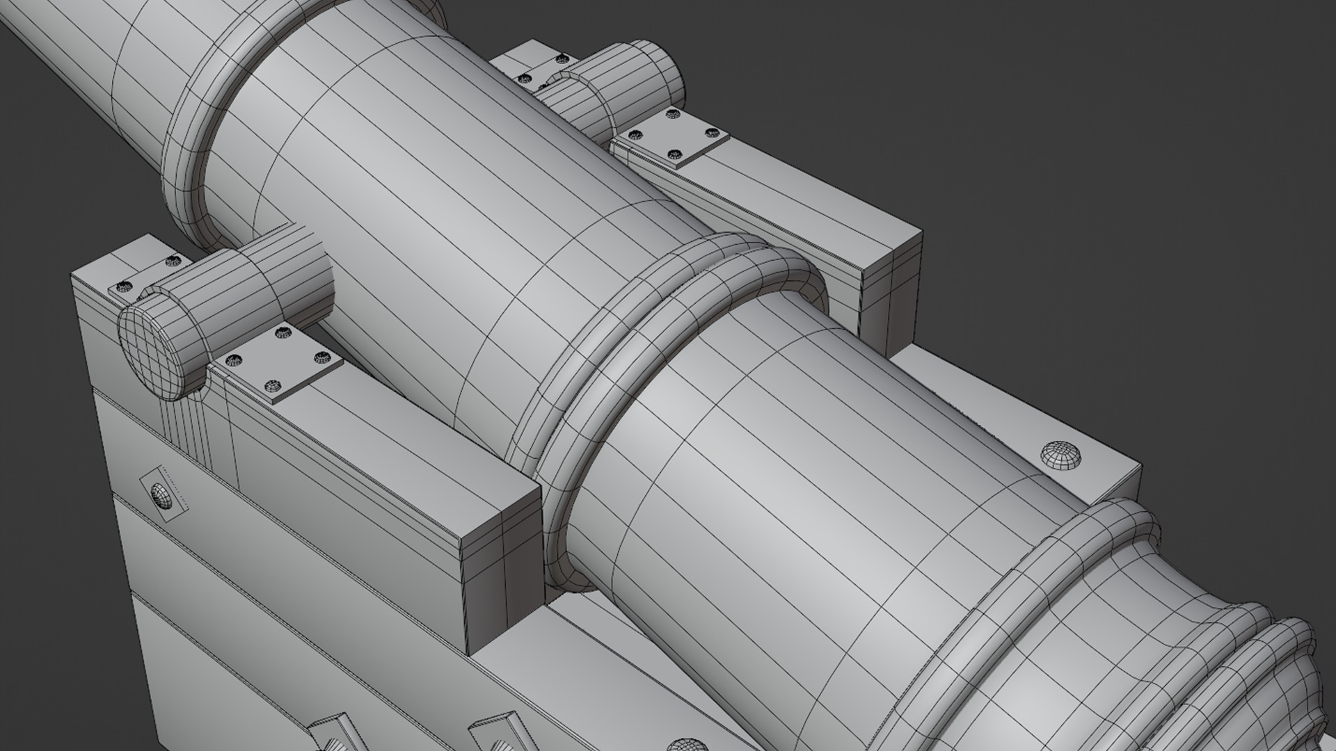 Medieval pirate cannon Low-poly 3D model_8