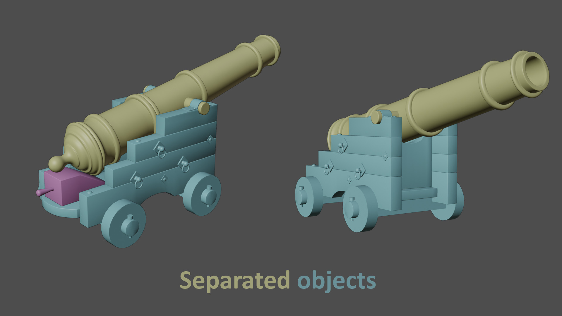 Medieval pirate cannon Low-poly 3D model_5