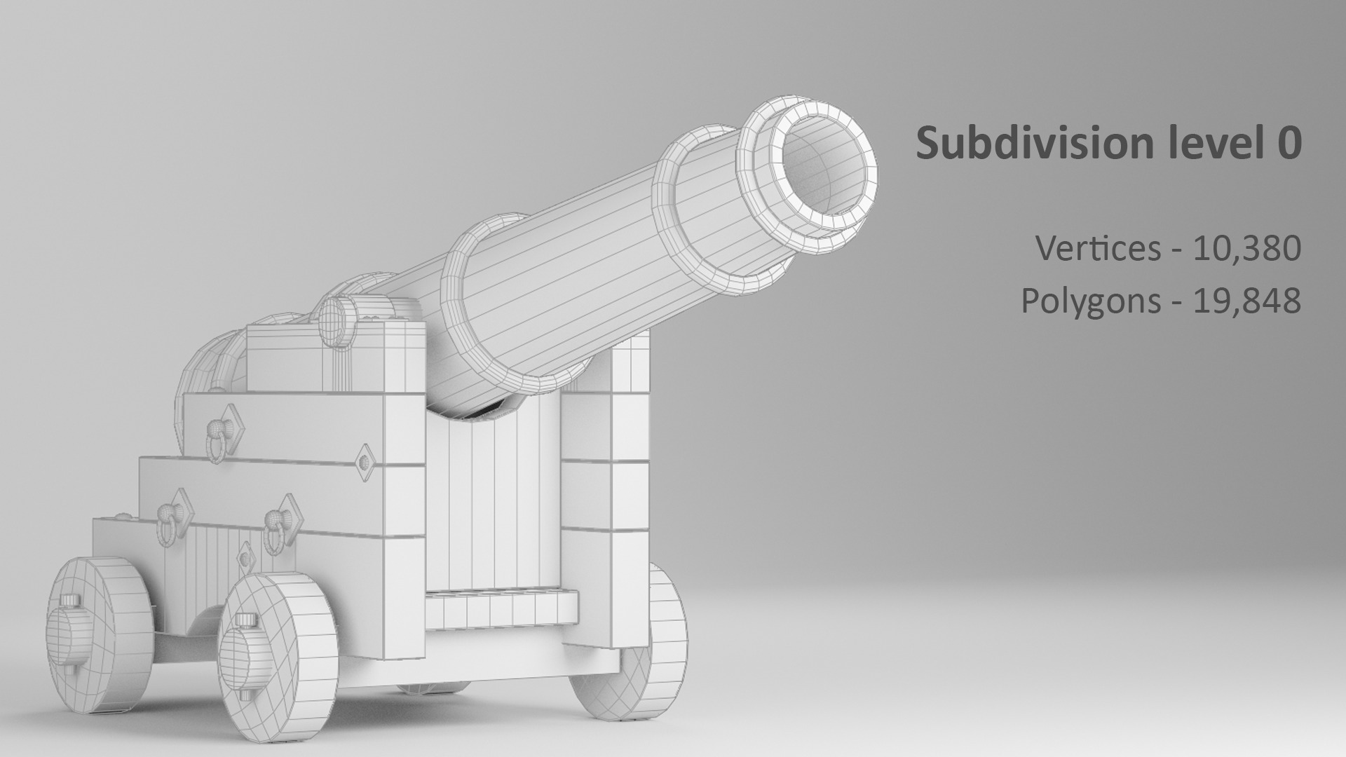 Medieval pirate cannon Low-poly 3D model_6