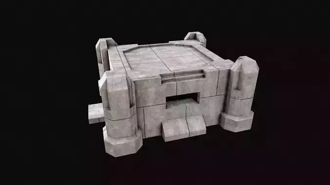 Military Concrete Bunker Base 7 Low-poly 3D model