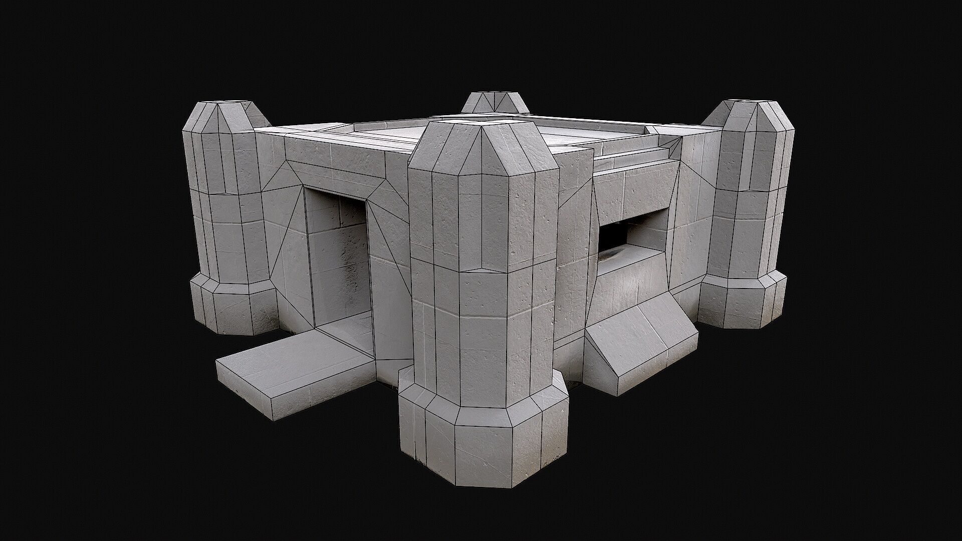 Military Concrete Bunker Base 7 Low-poly 3D model_5