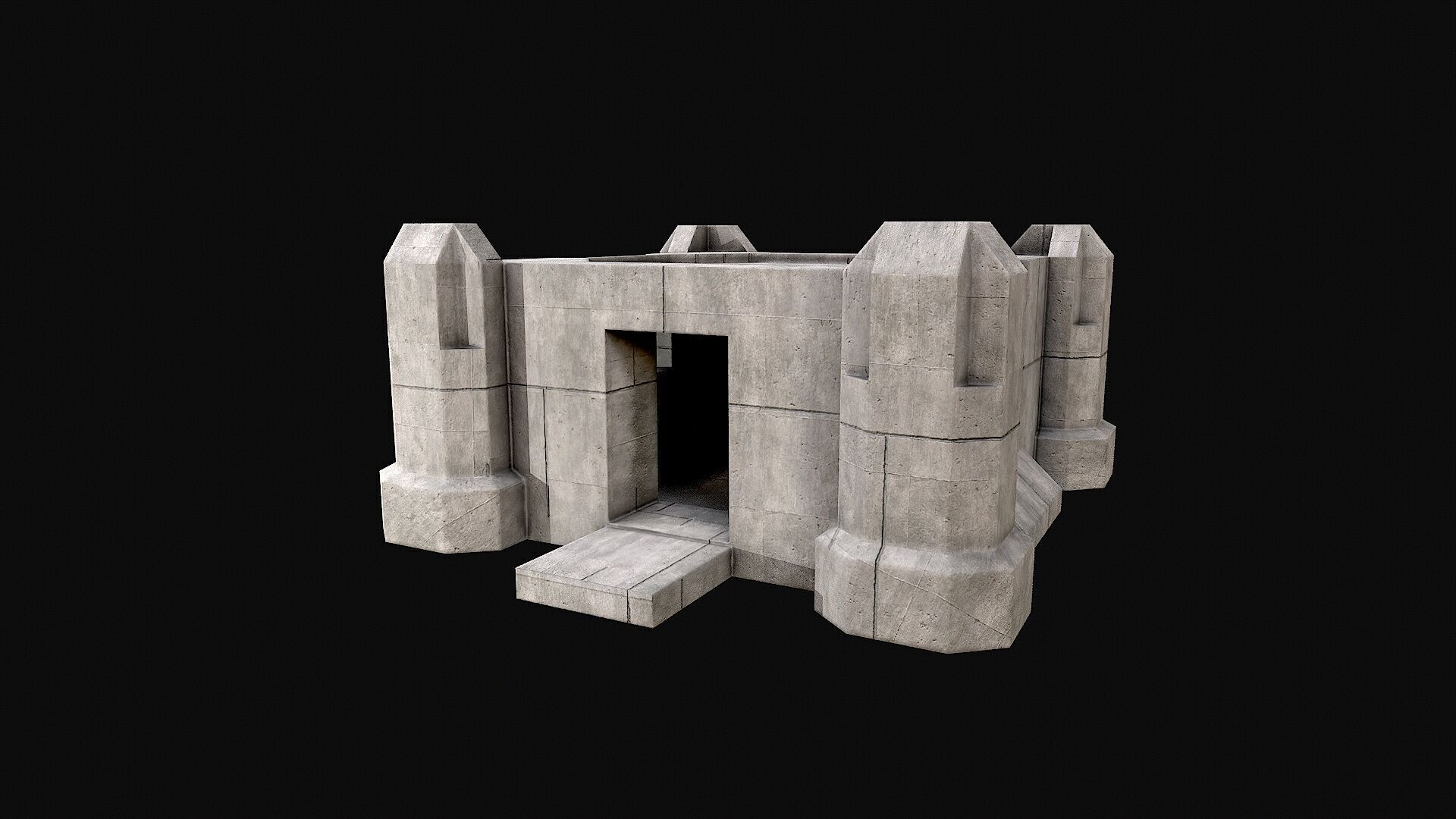 Military Concrete Bunker Base 7 Low-poly 3D model_3