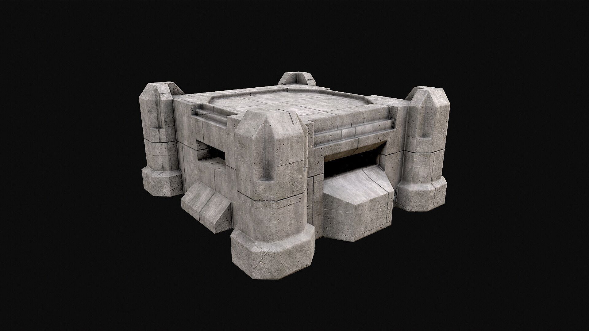 Military Concrete Bunker Base 7 Low-poly 3D model_1