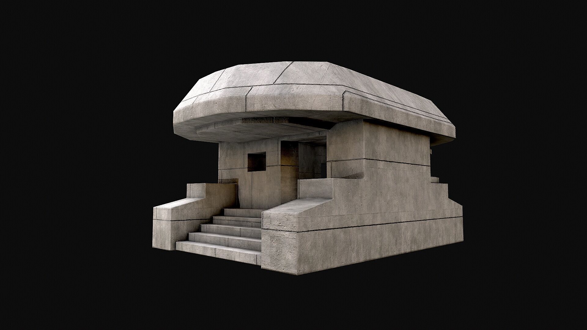 Military Concrete Bunker Base 8 Low-poly 3D model_2