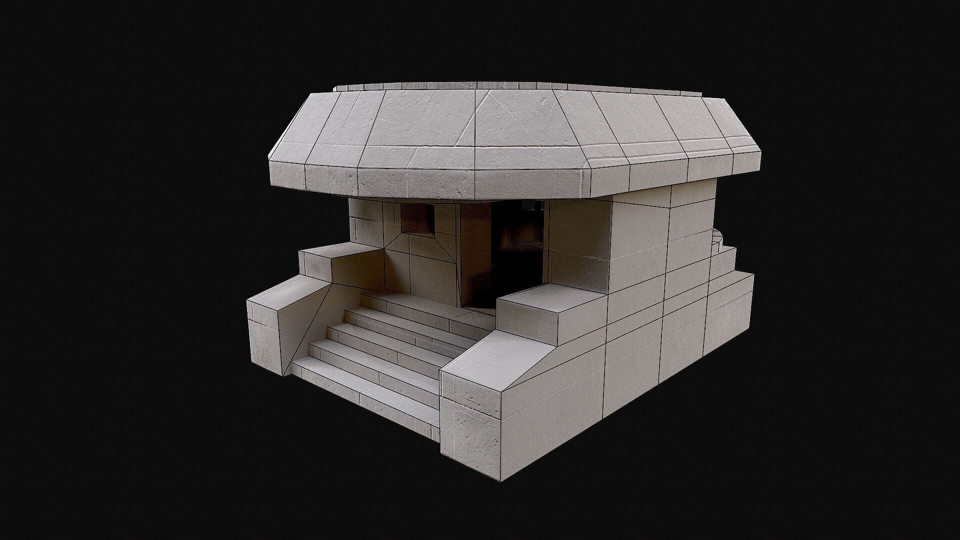 Military Concrete Bunker Base 8 Low-poly 3D model_5
