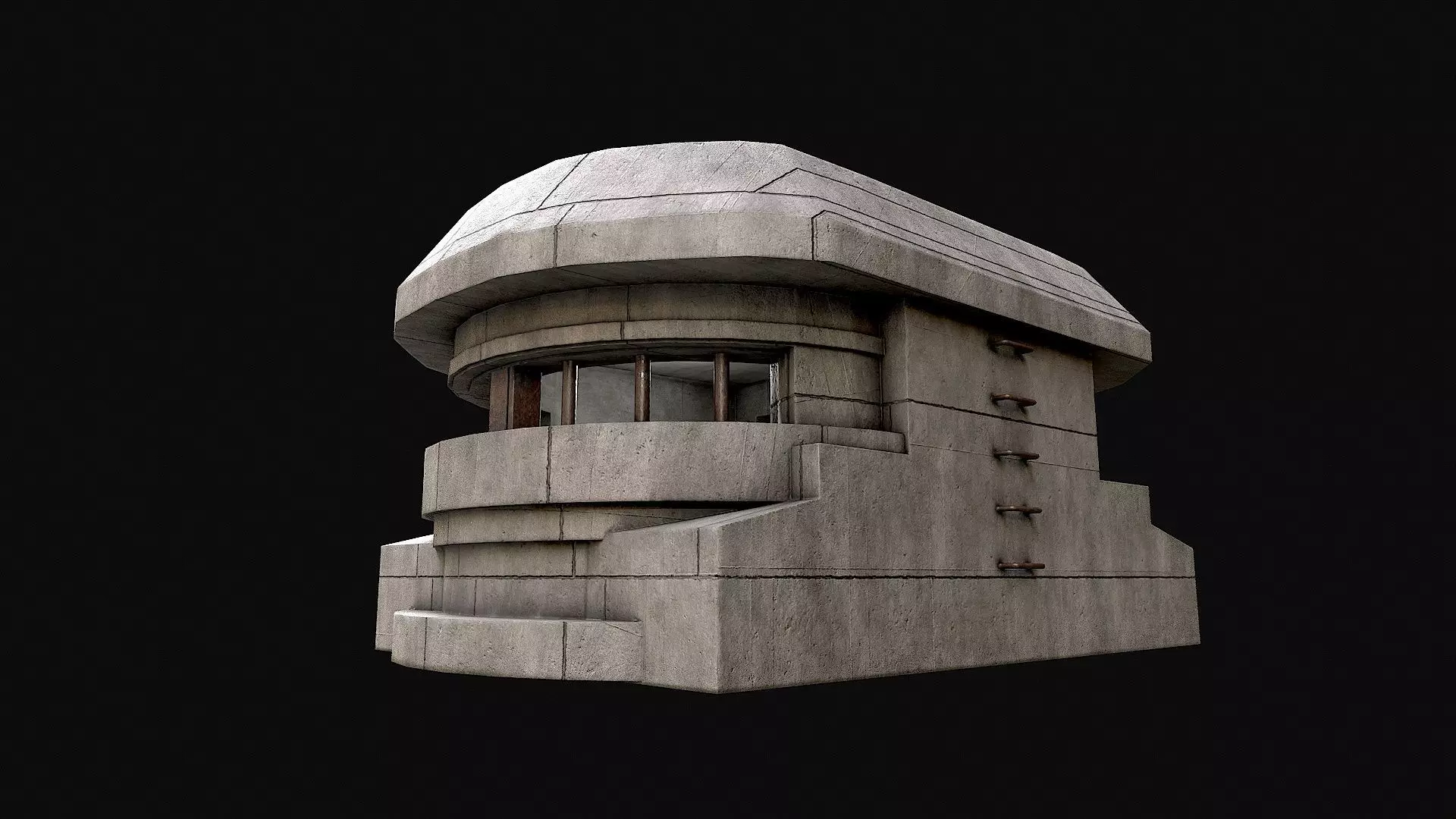 Military Concrete Bunker Base 8 Low-poly 3D model_0