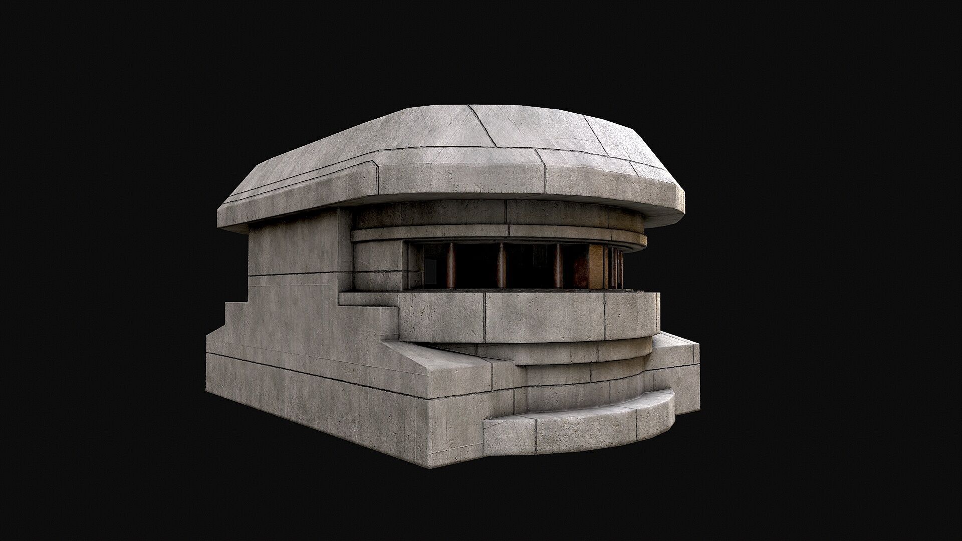 Military Concrete Bunker Base 8 Low-poly 3D model_3