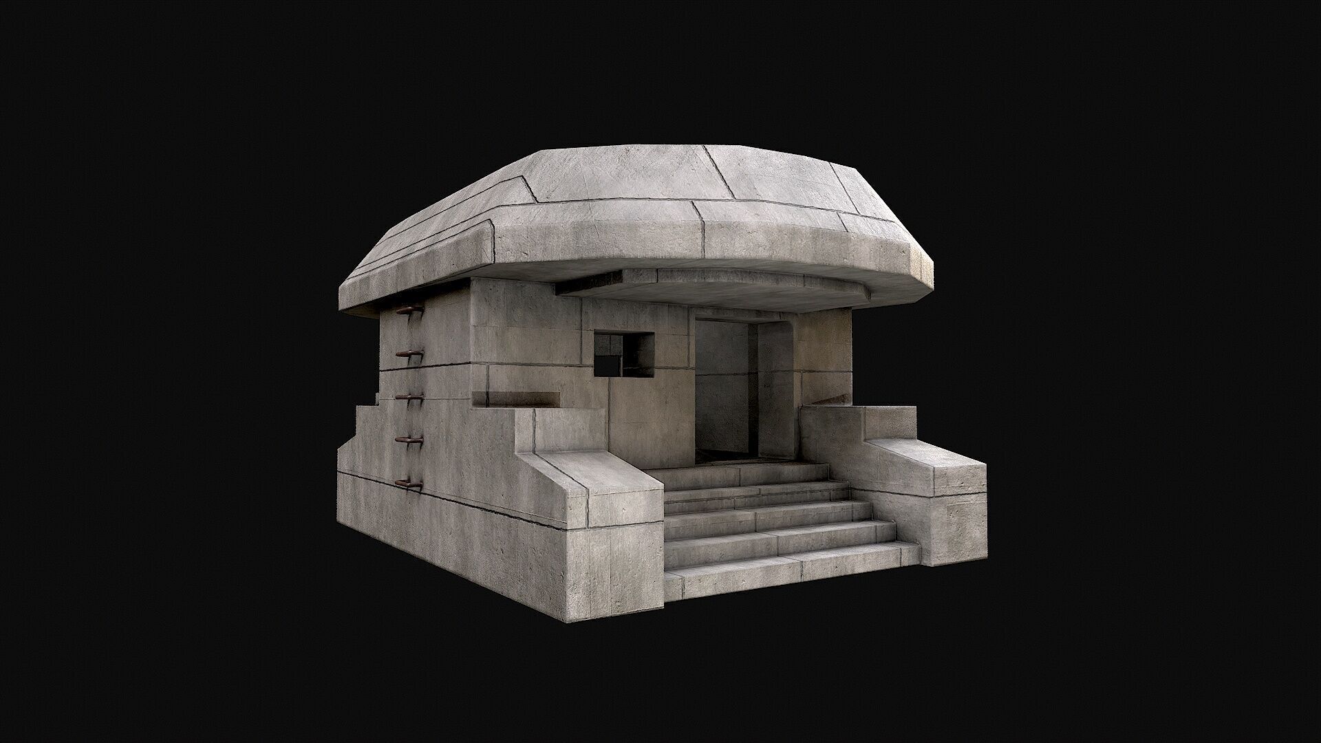 Military Concrete Bunker Base 8 Low-poly 3D model_1