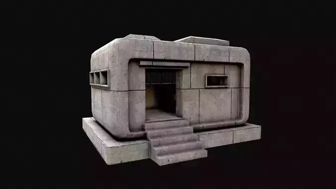 Military Concrete Bunker Base 9 Low-poly 3D model