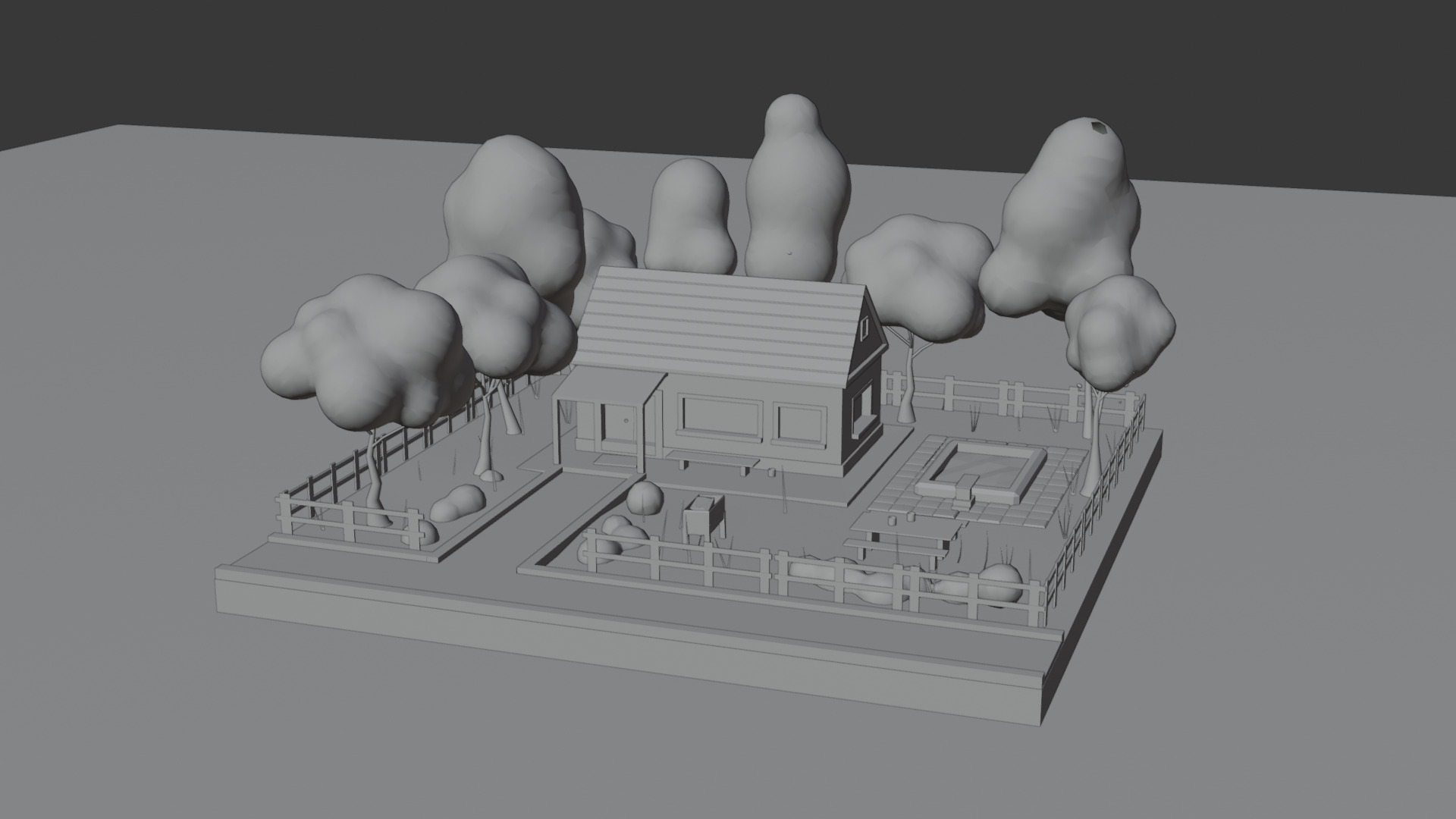 Autumn Cartoon House Illustration Scene - 3D Model Low-poly 3D model_6