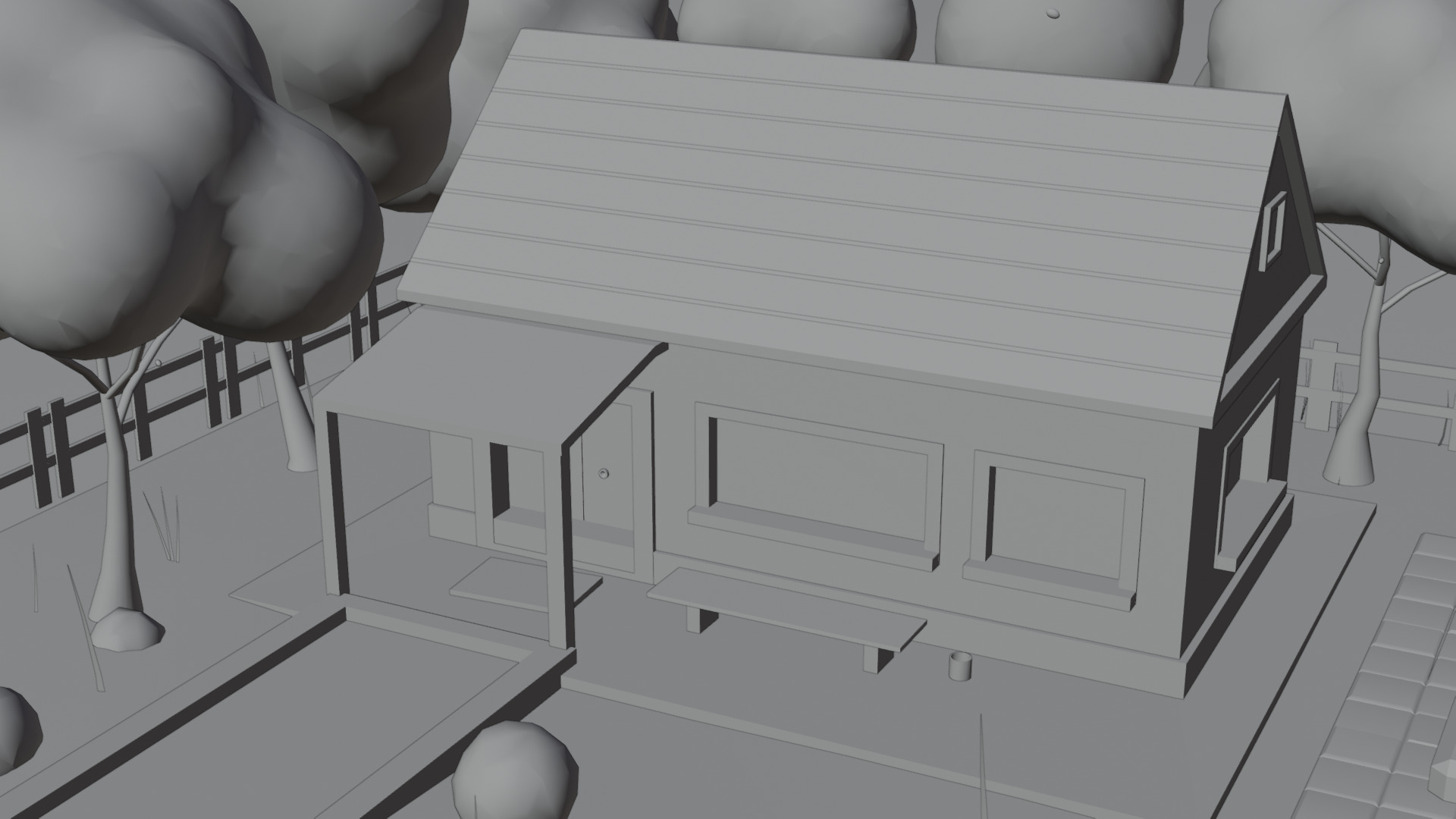 Autumn Cartoon House Illustration Scene - 3D Model Low-poly 3D model_8