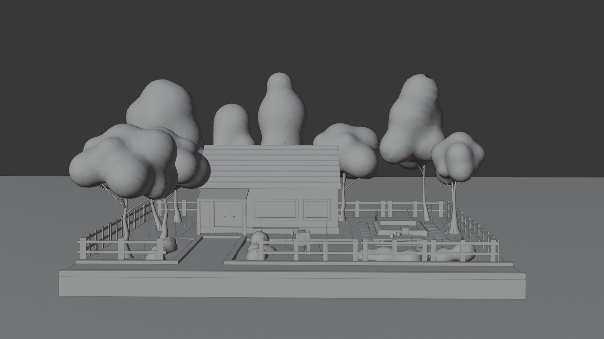 Autumn Cartoon House Illustration Scene - 3D Model Low-poly 3D model_7