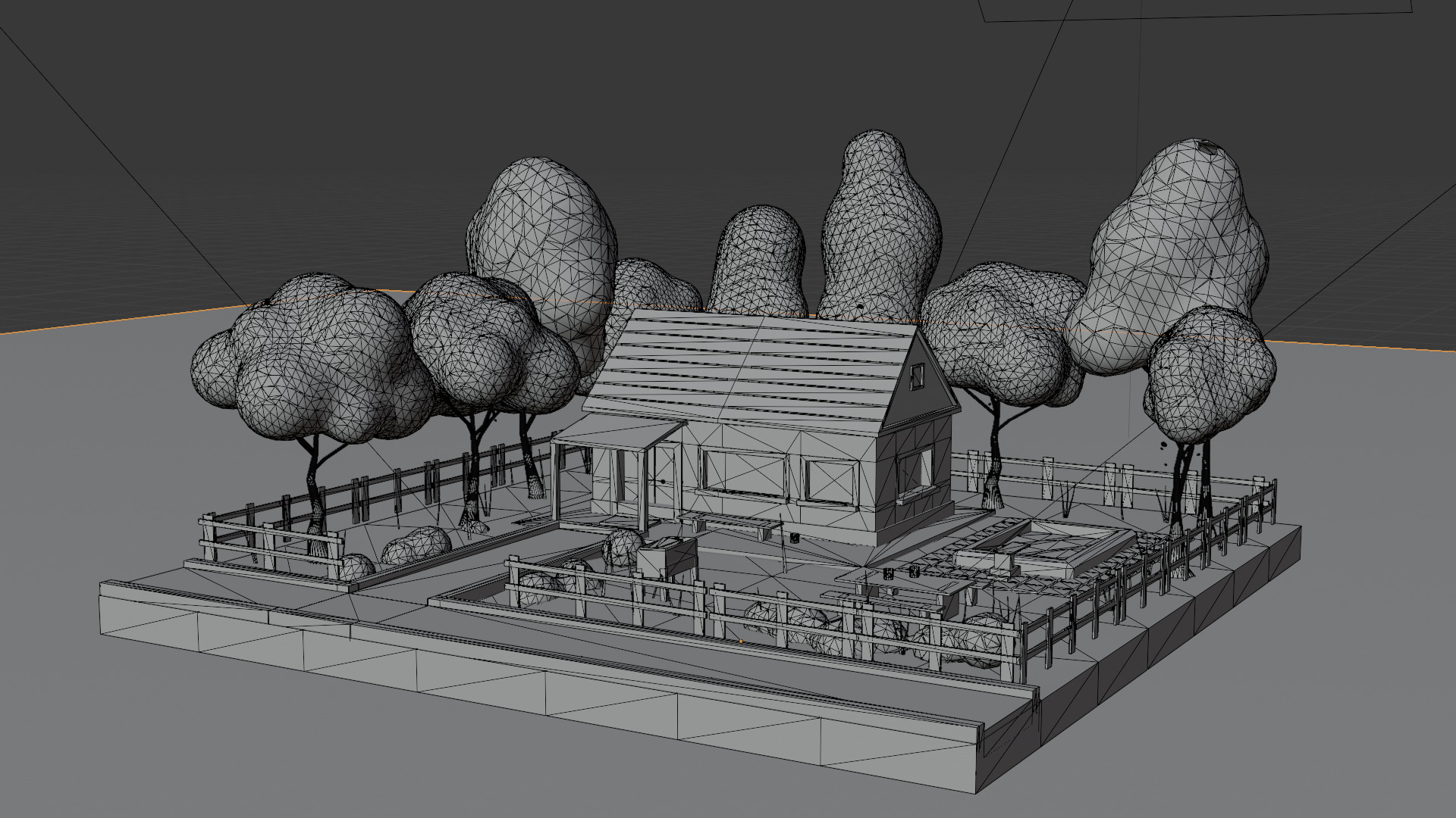 Autumn Cartoon House Illustration Scene - 3D Model Low-poly 3D model_4