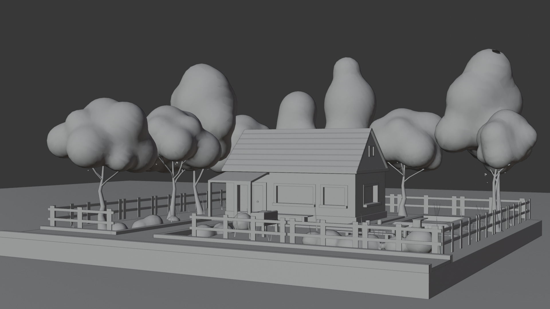 Autumn Cartoon House Illustration Scene - 3D Model Low-poly 3D model_10