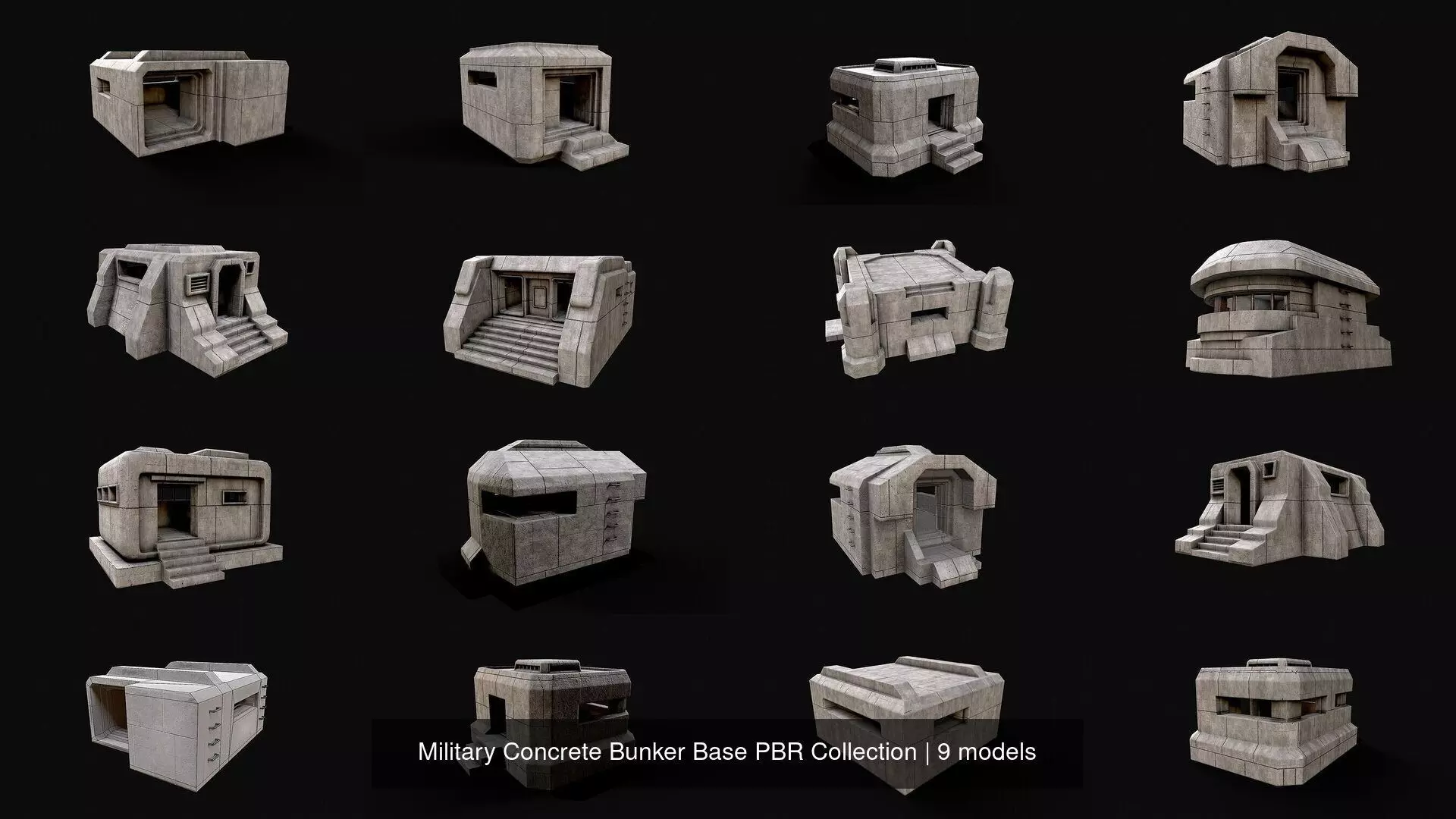Military Concrete Bunker Base PBR Collection _1