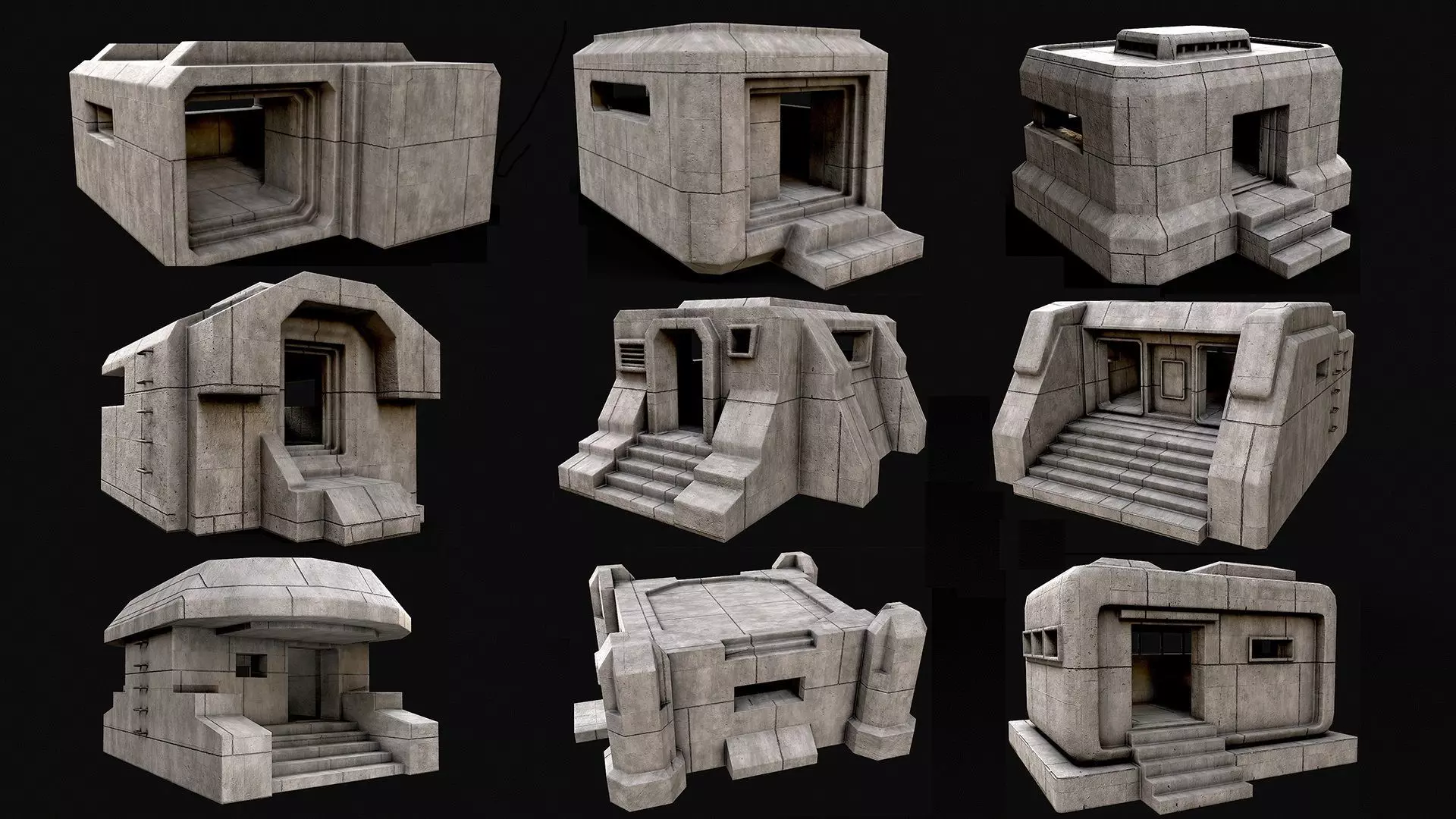 Military Concrete Bunker Base PBR Collection _0